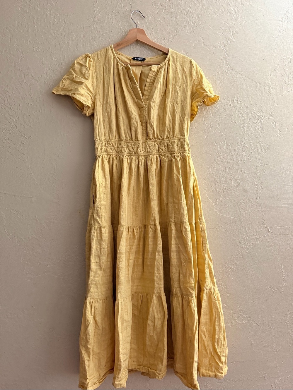 Yellow Tiered Maxi Dress - Unbranded